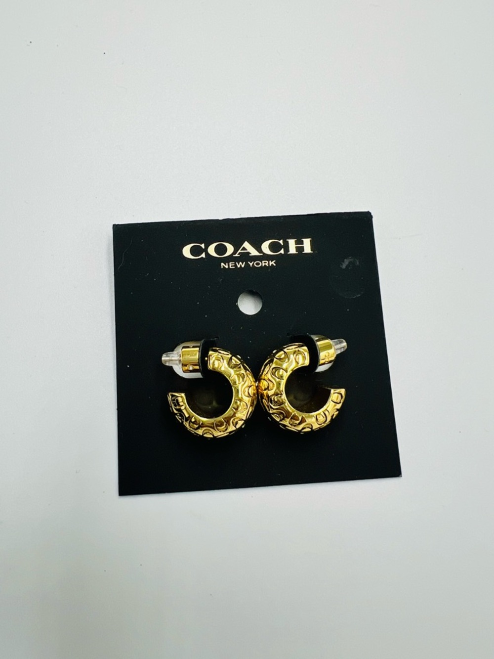 Coach Quilted Signature Chunky Hoop Earrings - Picture 2 of 6